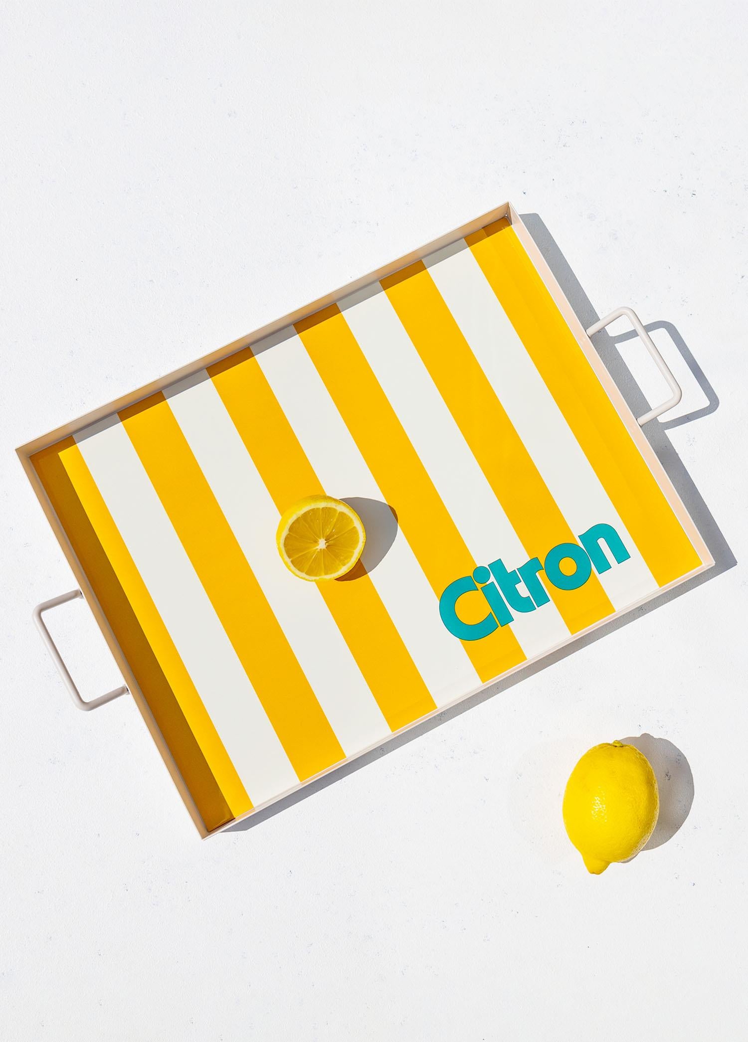 Citron Decorative Metal Tray 40x30 cm