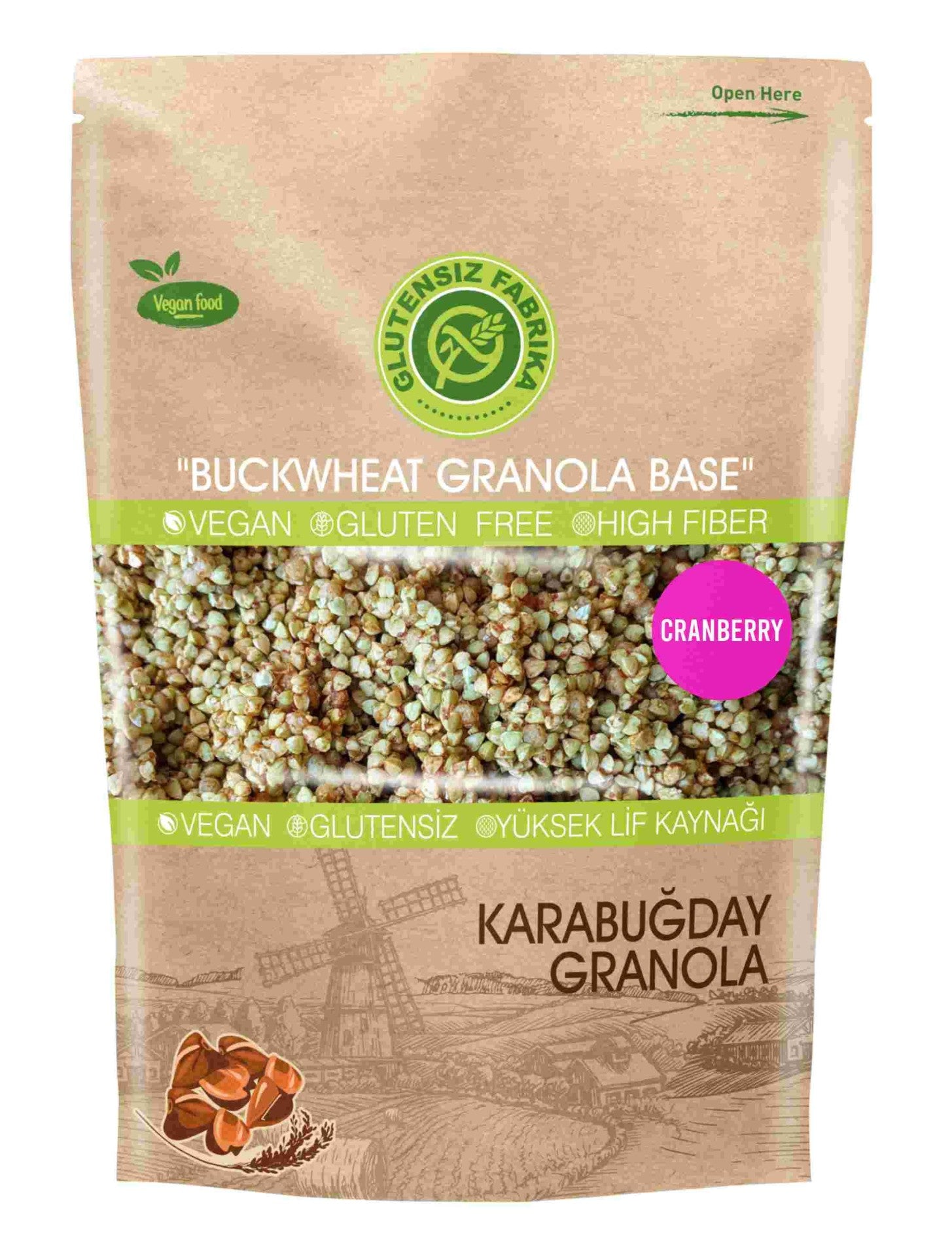 Gluten sans gluten avoine et sarrasin Granola 300 grammes (avec canneberge)