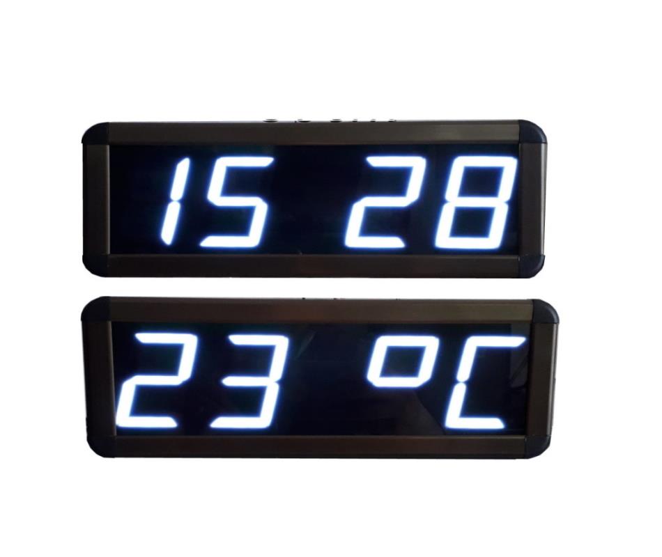 Reloj y grado digital de pared (termómetro) (dimensión de caja: 15x37 cm - blanco)