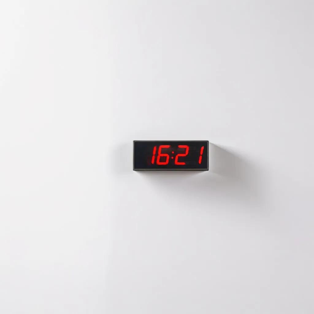 Digital LED Wall and Desk Clock, Temperature and Humidity - Red (Case Dimensions: 15x37 cm)