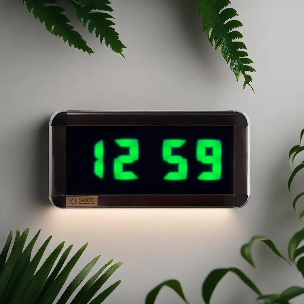 Digital LED Wall and Table Clock Temperature and Humidity - Green (Case Dimension: 16x40 cm)