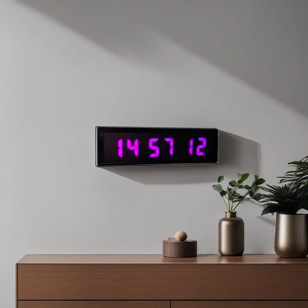 Digital LED Wall and Table Clock - Purple (Case Dimensions: 16x40 cm)