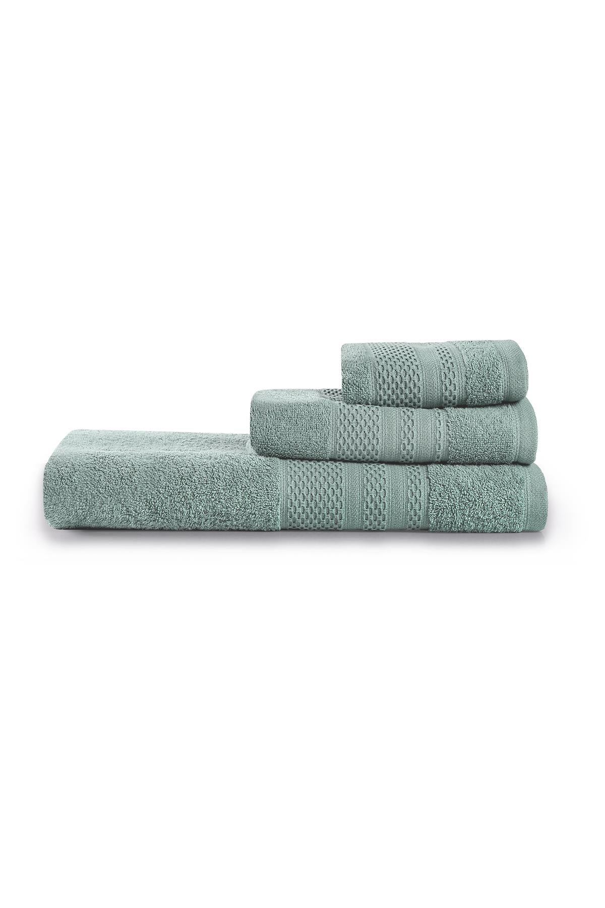 Conjunto de toallas de baño de 3 piezas de algodón natural suave raro 30x50+50x90+90x150 cm verde