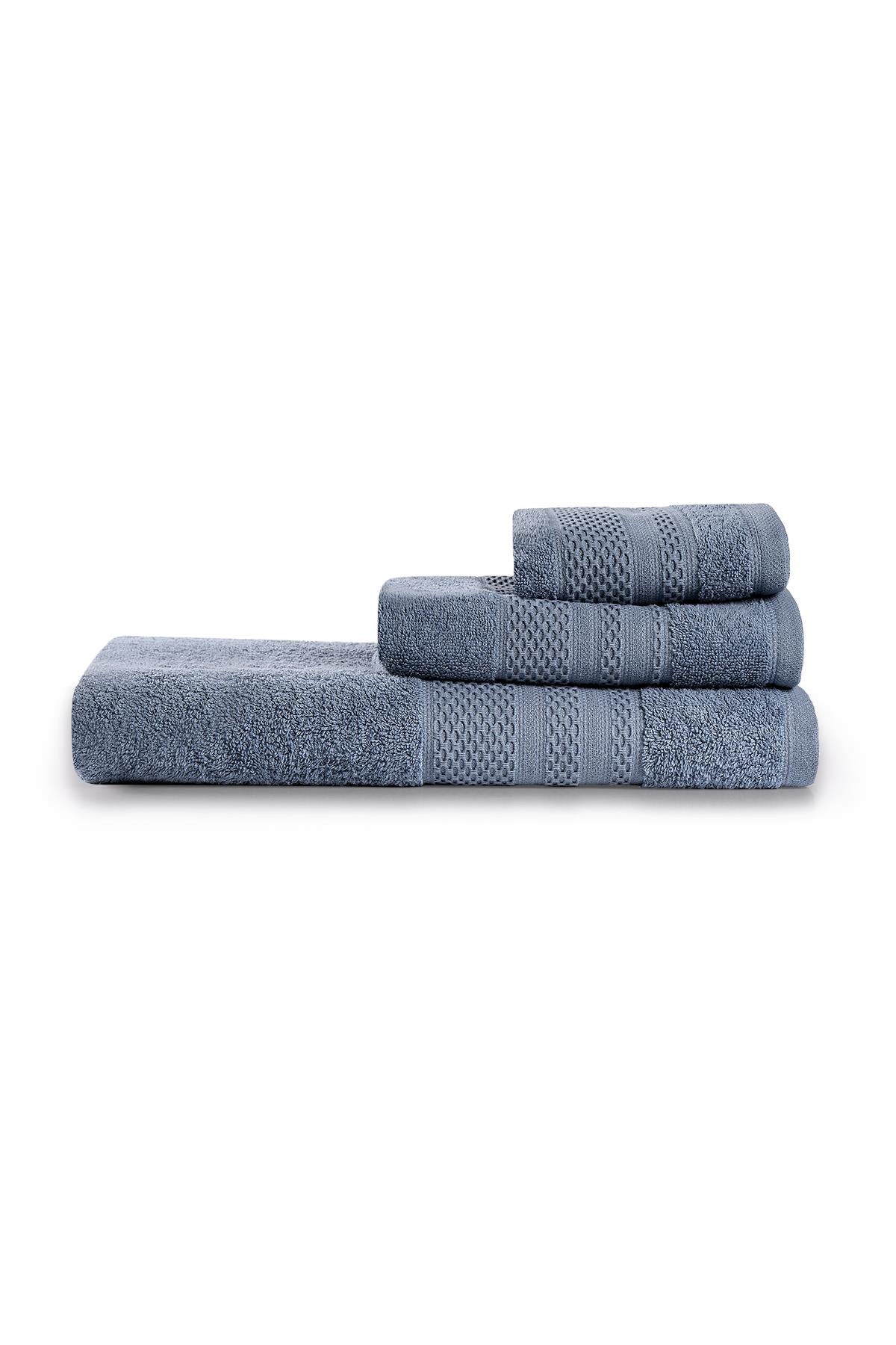 Conjunto de toallas de baño de 3 piezas de algodón natural suave raro 30x50+50x90+90x150 cm azul