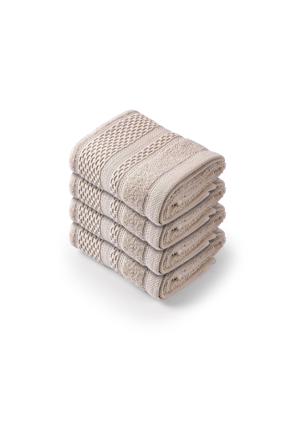 Softy-Natural Cotton 4 pezzi Bagno ospite/asciugamano da cucina set 30x50 cm beige