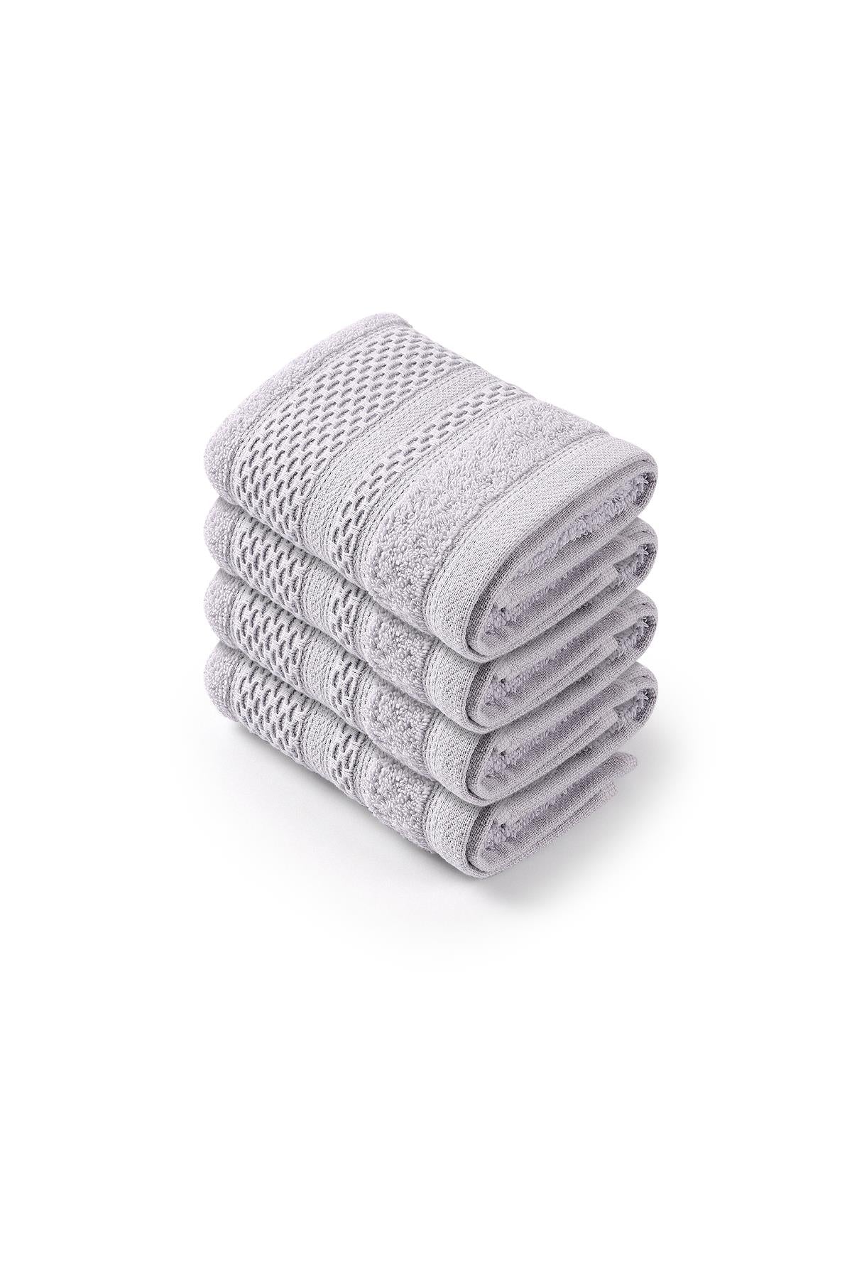 Softy-Natural Cotton 4 pezzi Bagno ospite/asciugamano da cucina set 30x50 cm grigio