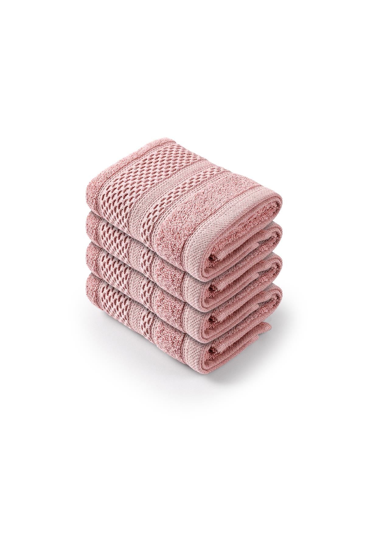 Softy-Natural Cotton 4 pezzi Bagno ospite/asciugamano da cucina set 30x50 cm rosa