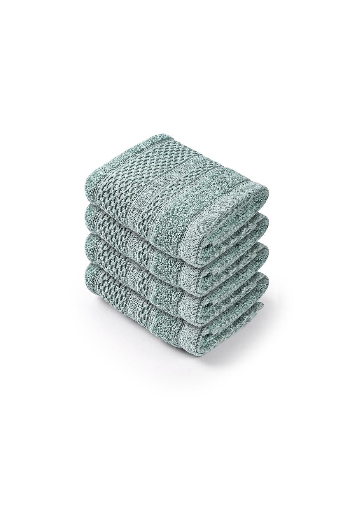 Softy-Natural Cotton 4 pezzi Bagno ospite/asciugamano da cucina set 30x50 cm Verde