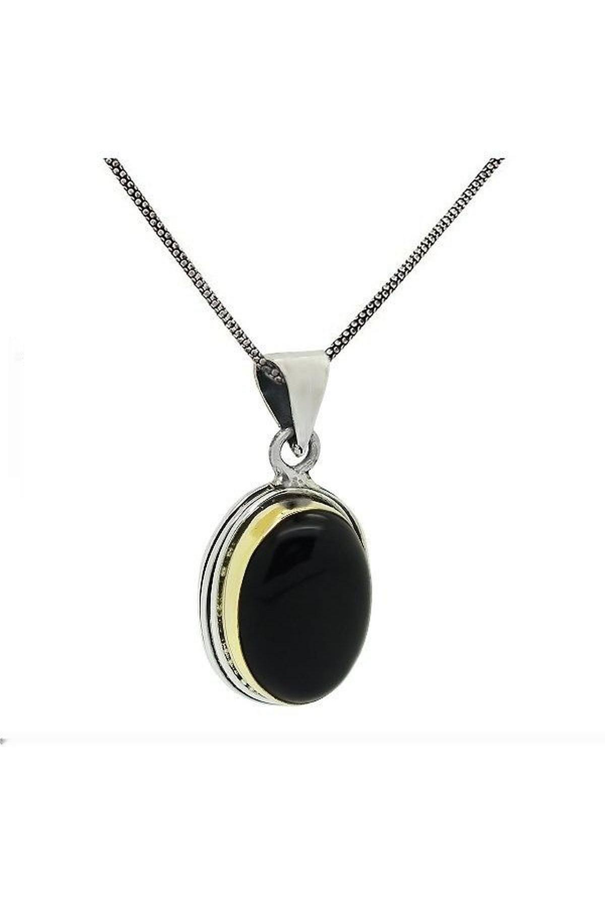 Serie Sarma Natural Onyx Stone Onyx Stone Autoning Sterling Silver Women's Collace