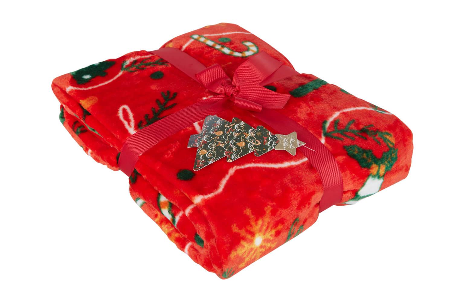 Dolce Bonita Home Wellsoft 3D TV coperta Holly Santa Red