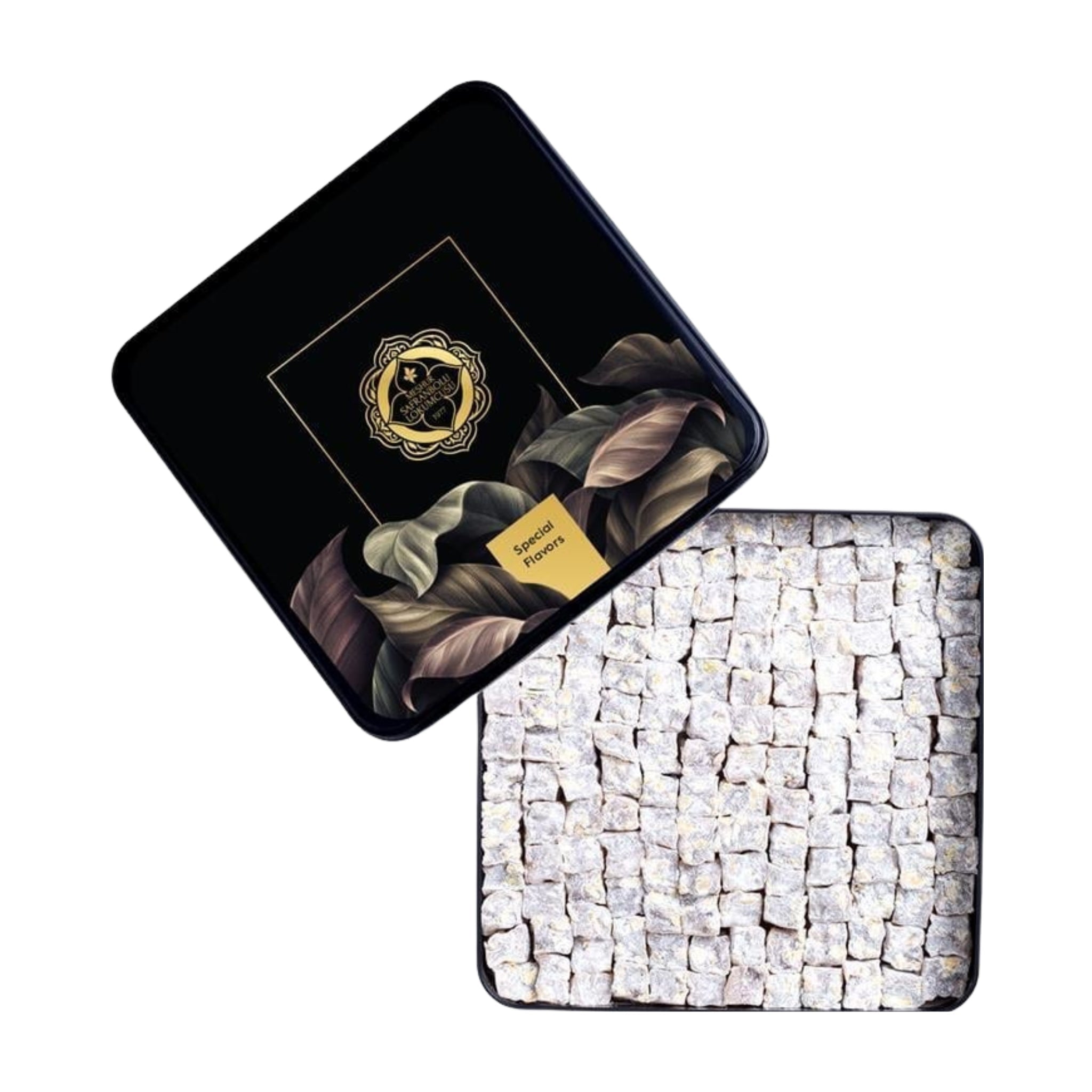 Double Roasted Turkish Delight Gift Metal Box – Pistachio Filled, Powdered Sugar Coated – 800g (28.21 oz) - Exporgin - Global Shopping Site