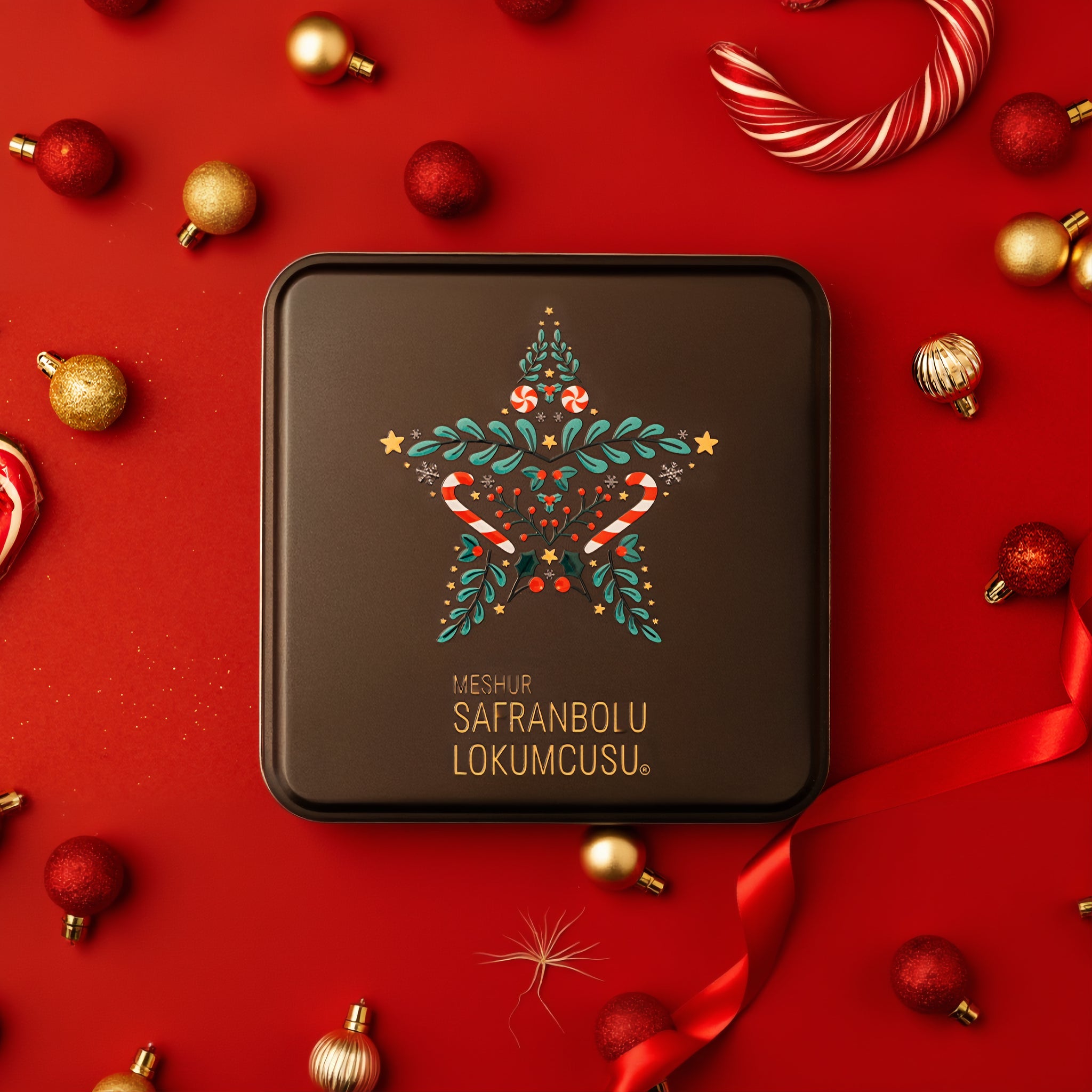 Double Roasted Turkish Delight Gift Metal Box – Pistachio Filled, Powdered Sugar Coated – 800g (28.22 oz) - Exporgin | Türkiye Comes to You