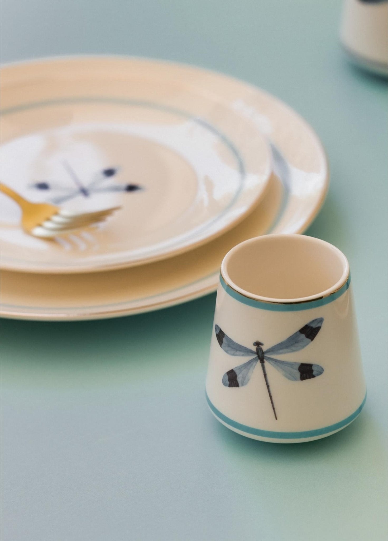 Dragonfly Blue Porcelain Mug KPA0233 180 cc - Exporgin - Global Shopping Site