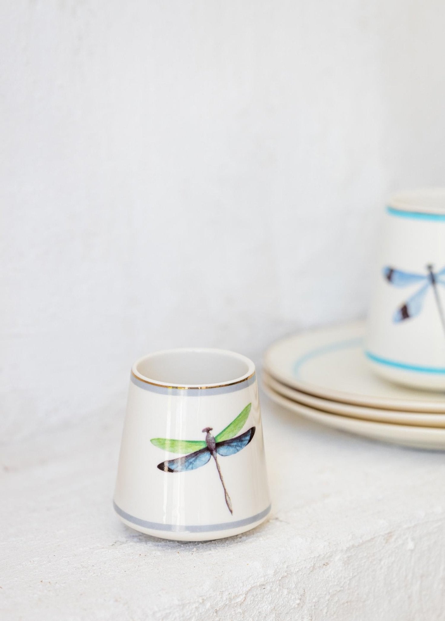 Dragonfly Green Porcelain Mug KPA0234 180 cc - Exporgin - Global Shopping Site