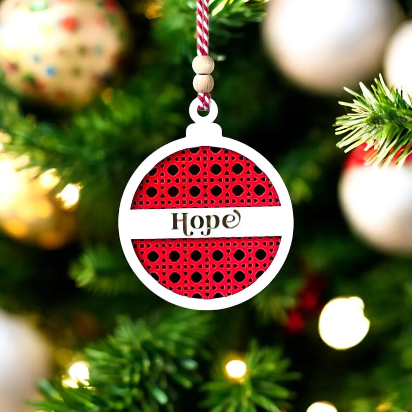 Farmhouse Wooden Christmas Ornament – Jolly / Believe / Joy – Red Layered Holiday Tree Decoration - Exporgin | Türkiye Comes to You