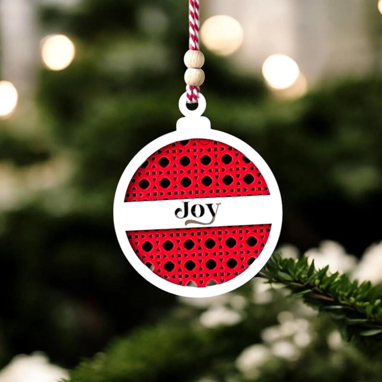 Farmhouse Wooden Christmas Ornament – Jolly / Believe / Joy – Red Layered Holiday Tree Decoration - Exporgin | Türkiye Comes to You