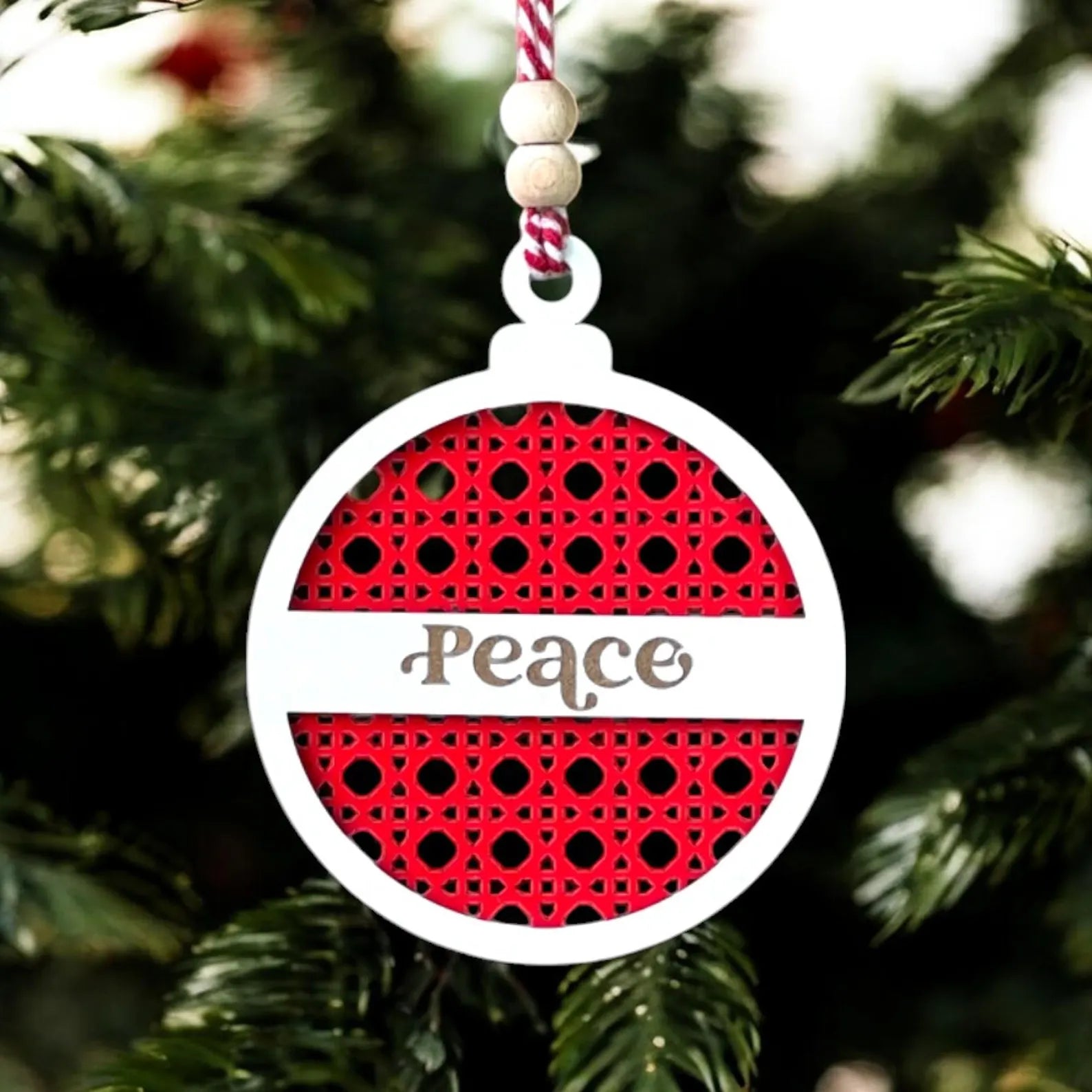 Farmhouse Wooden Christmas Ornament – Jolly / Believe / Joy – Red Layered Holiday Tree Decoration - Exporgin | Türkiye Comes to You