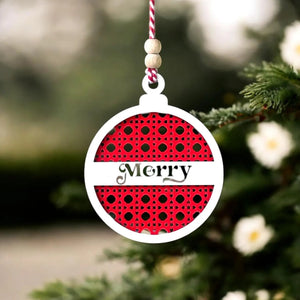 Farmhouse Wooden Christmas Ornament – Jolly / Believe / Joy – Red Layered Holiday Tree Decoration - Exporgin | Türkiye Comes to You