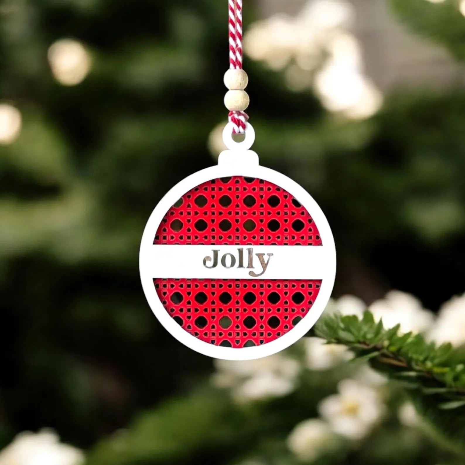 Farmhouse Wooden Christmas Ornament – Jolly / Believe / Joy – Red Layered Holiday Tree Decoration - Exporgin | Türkiye Comes to You