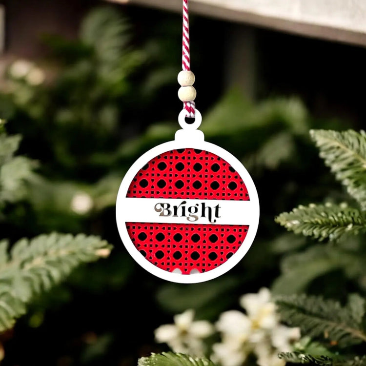 Farmhouse Wooden Christmas Ornament – Jolly / Believe / Joy – Red Layered Holiday Tree Decoration - Exporgin | Türkiye Comes to You