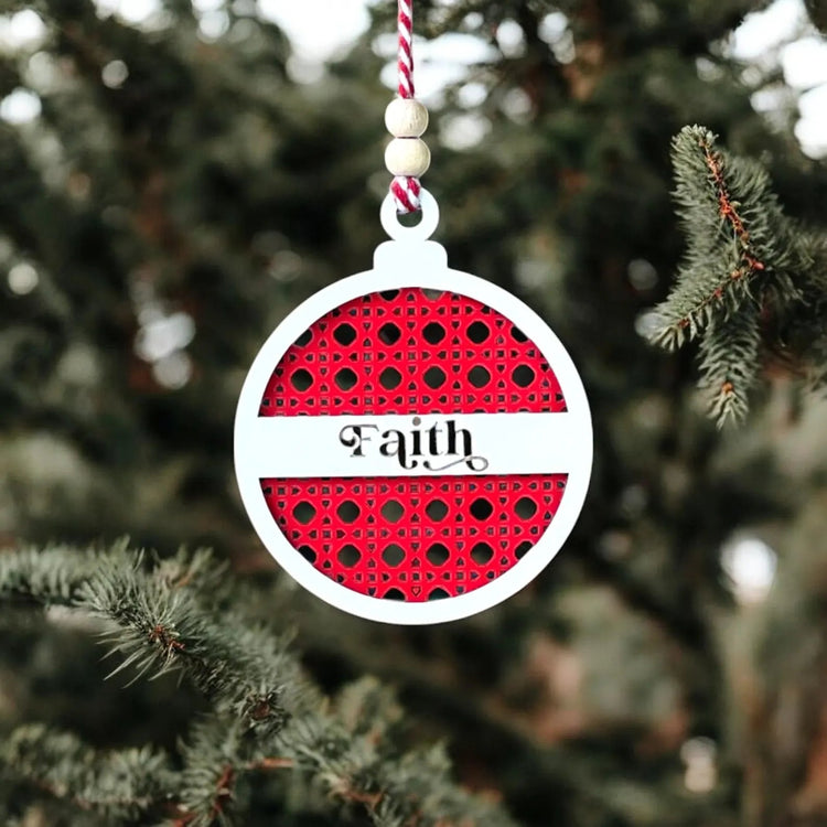 Farmhouse Wooden Christmas Ornament – Jolly / Believe / Joy – Red Layered Holiday Tree Decoration - Exporgin | Türkiye Comes to You