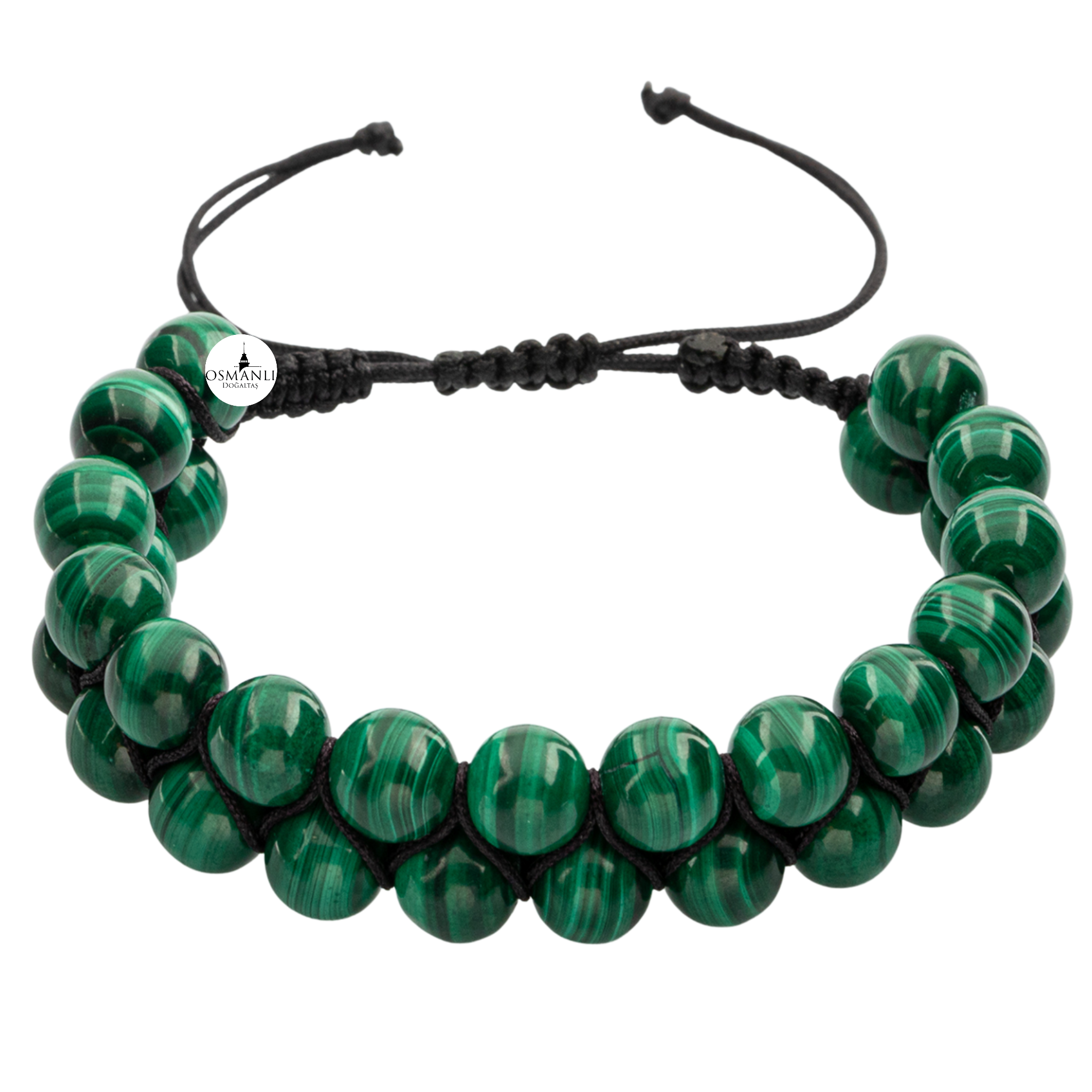 Malachite 8 mm doble fila macrame pulsador de piedra natural