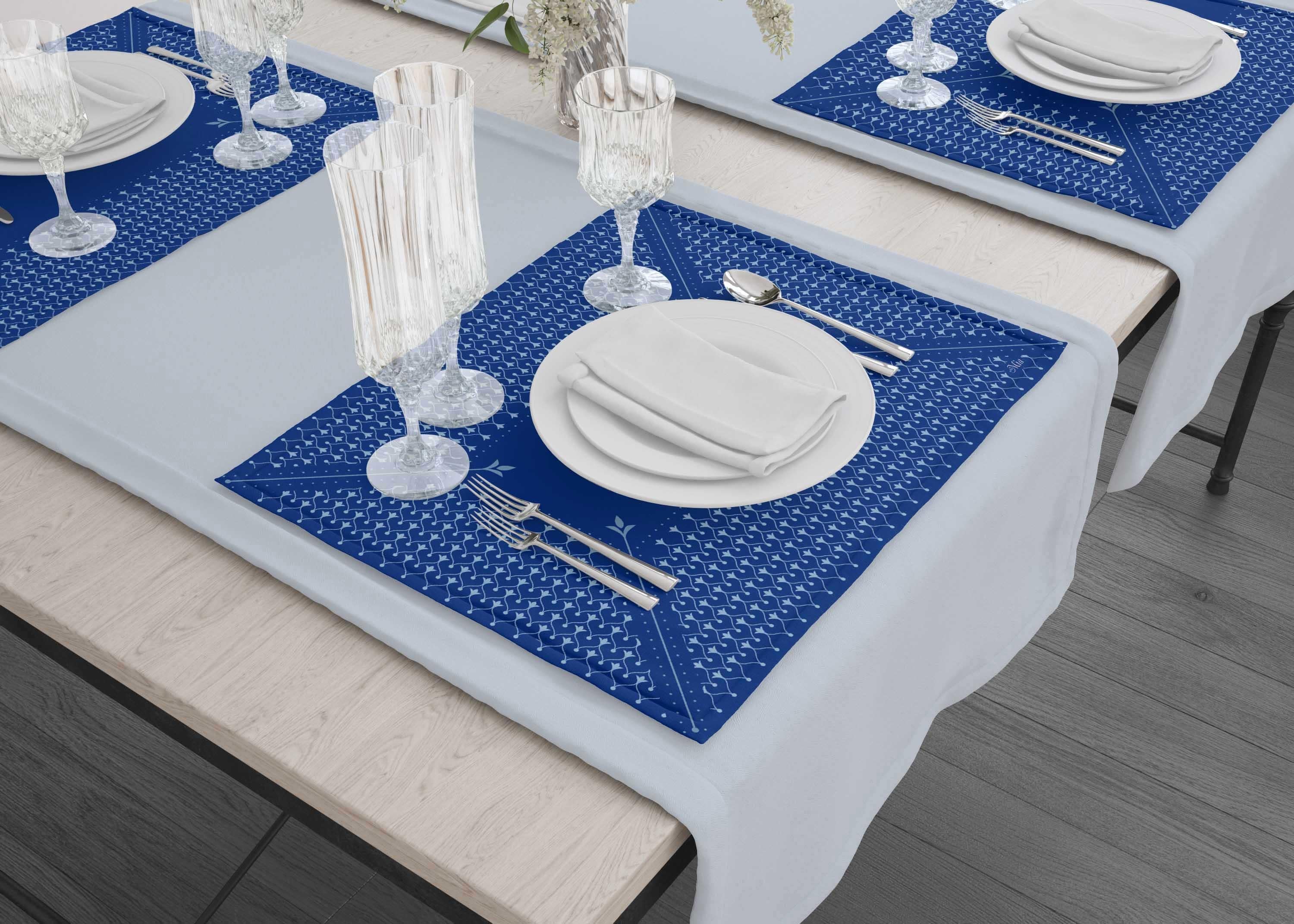 Floral Blue-1 American Service Set of 6 - 50 x 35 C