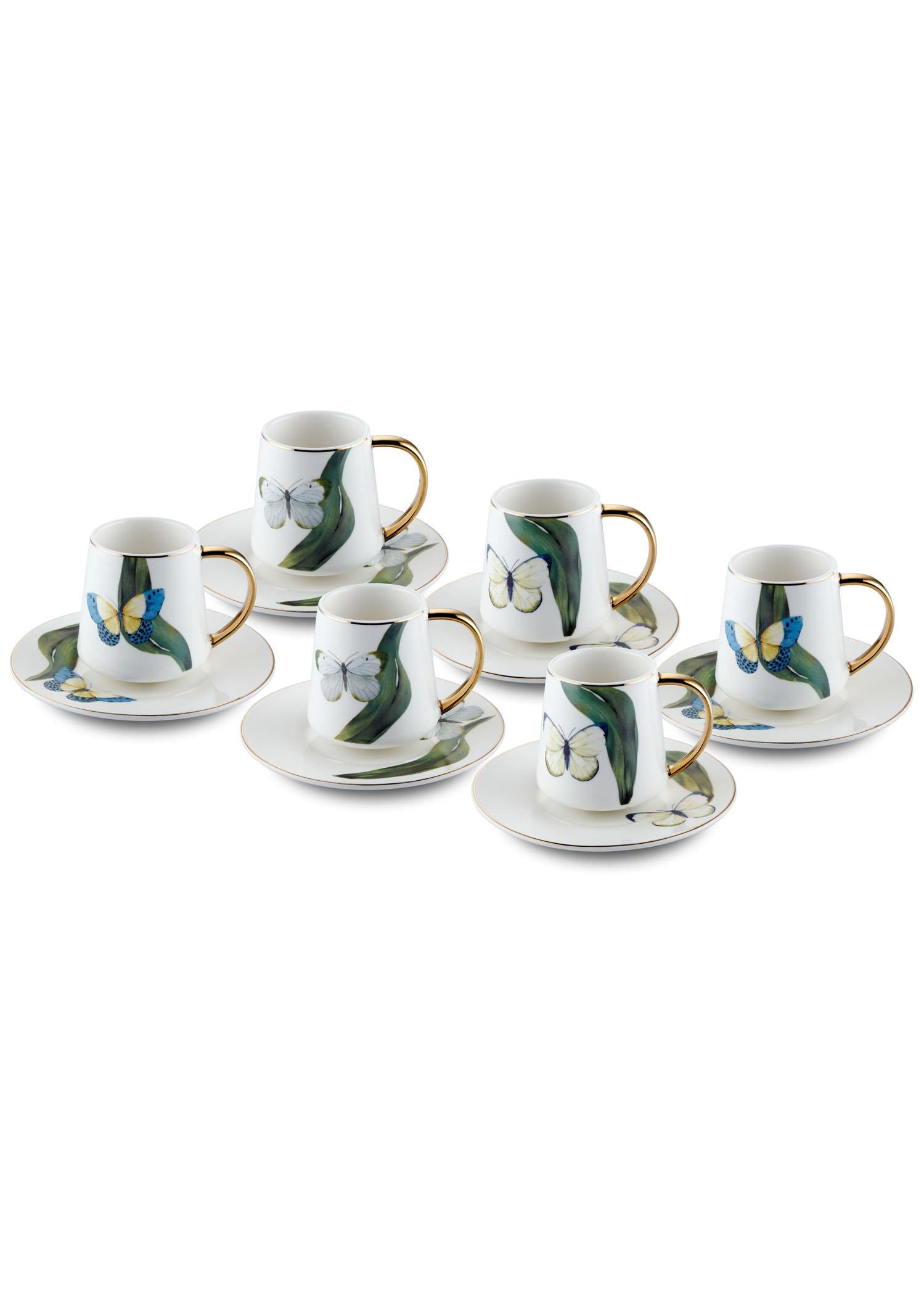 Folium Turkish Coffee Cup Set for 6 People