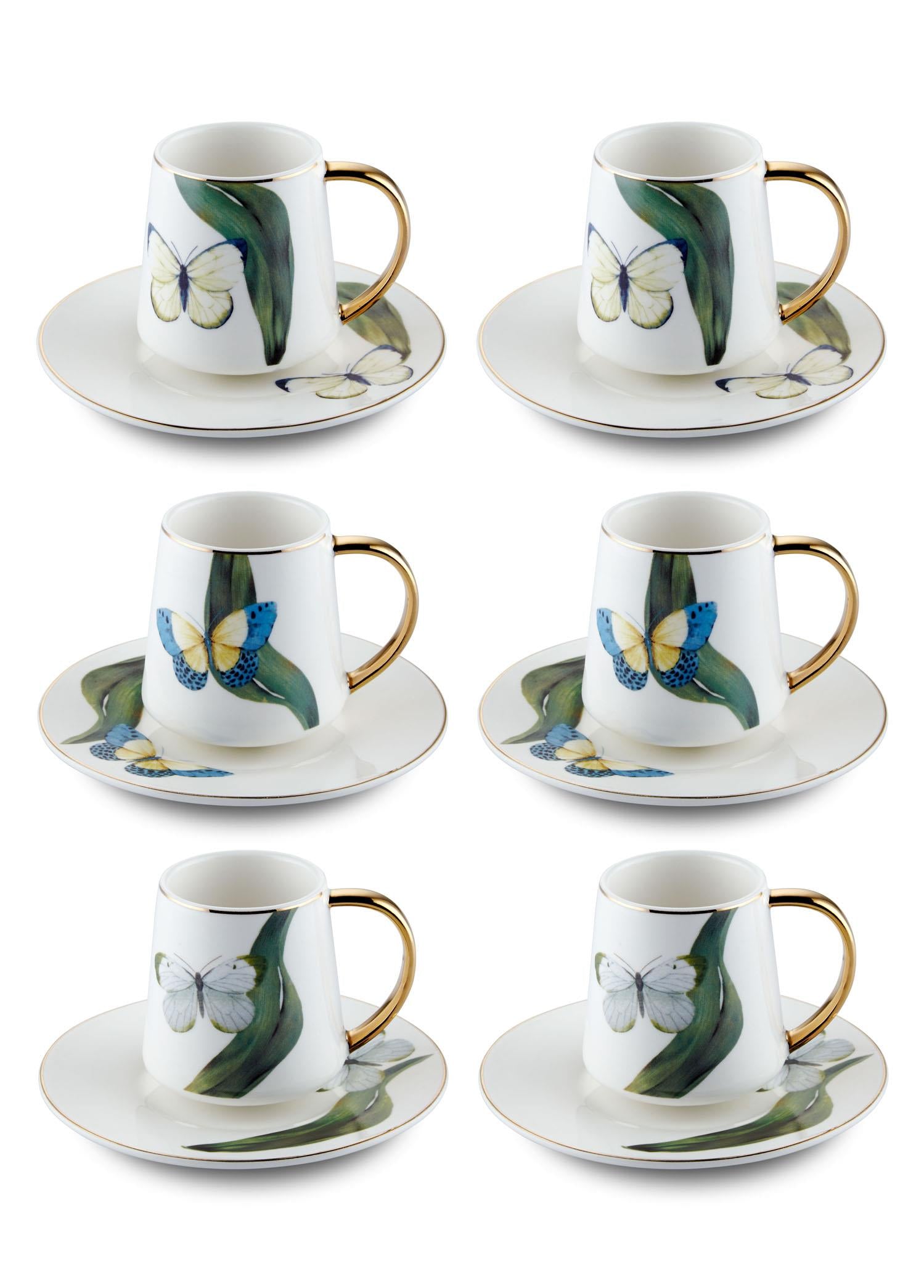 Folium Turkish Coffee Cup Set for 6 People