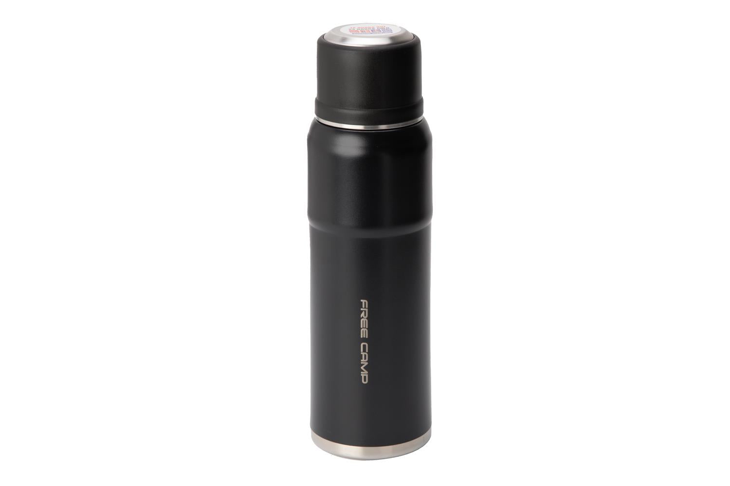 FreeCamp Martinez Thermos | 1-Liter Capacity | Sleek Black | Hot for 24 Hours, Cold for 12 Hours