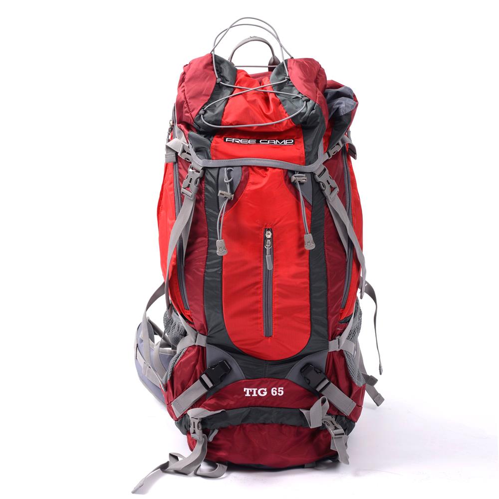 Freecamp Tig Trekking Sac à dos 65 litres | Idéal pour le camping et les aventures en plein air | Polyester Ripstop | STACTES RÉGLABLES | Couverture de pluie