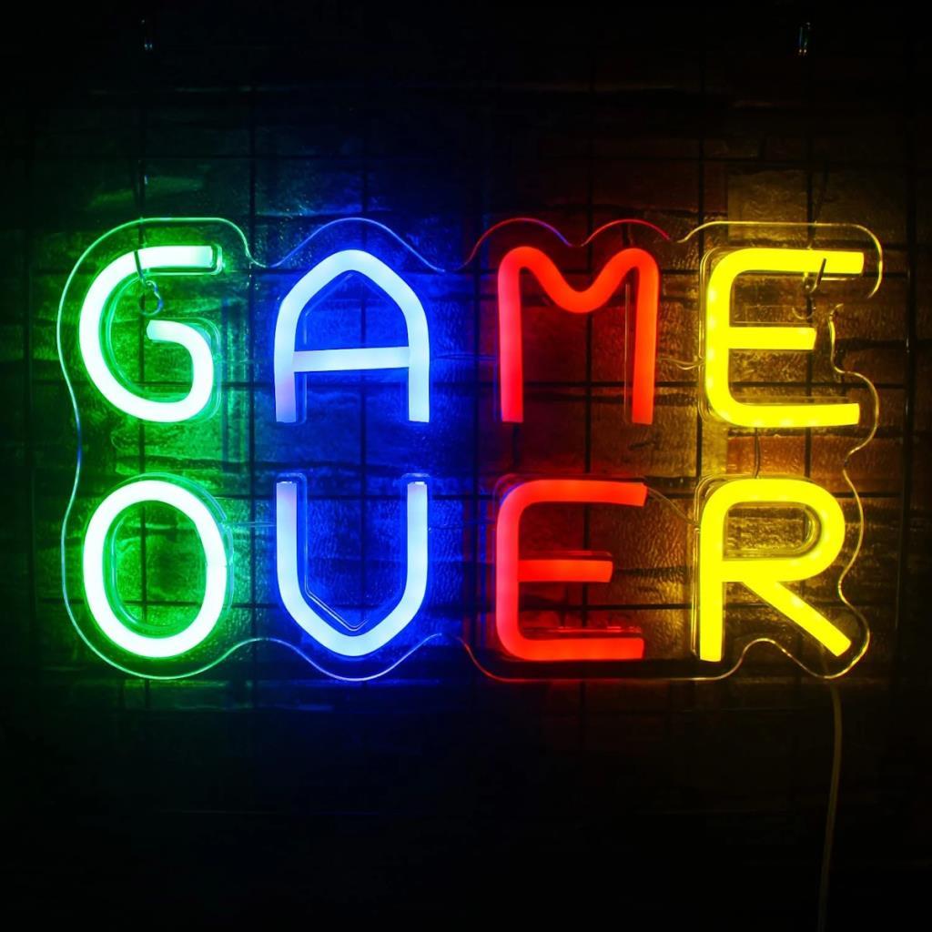 Game Over Neon Sign Testo neon Lighting decorativo e luce notturna