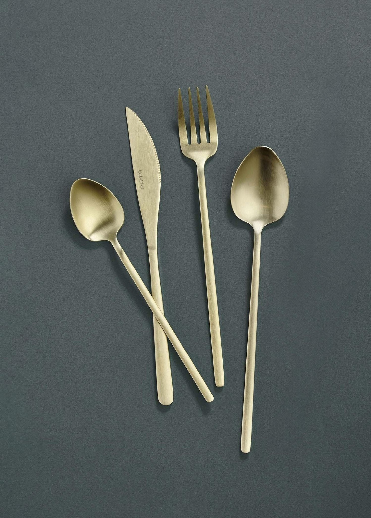 Giallo Cutlery Set Matt Gold 24 Pieces - Exporgin | Türkiye Comes to You