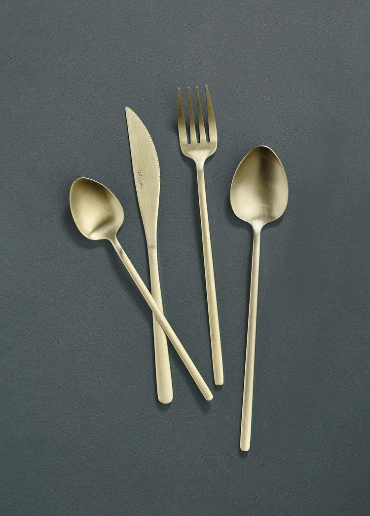 Giallo Cutlery Set Matt Gold 24 Pieces - Exporgin | Türkiye Comes to You