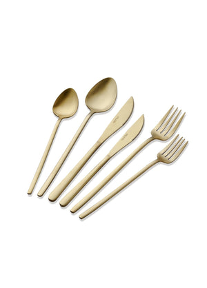 Giallo Cutlery Set Matt Gold 36 Pieces - Exporgin | Türkiye Comes to You