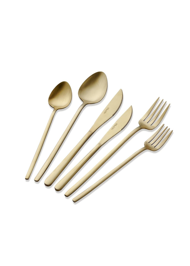 Giallo Cutlery Set Matt Gold 36 Pieces - Exporgin | Türkiye Comes to You