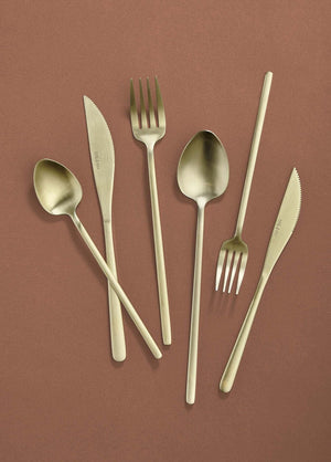 Giallo Cutlery Set Matt Gold 36 Pieces - Exporgin | Türkiye Comes to You