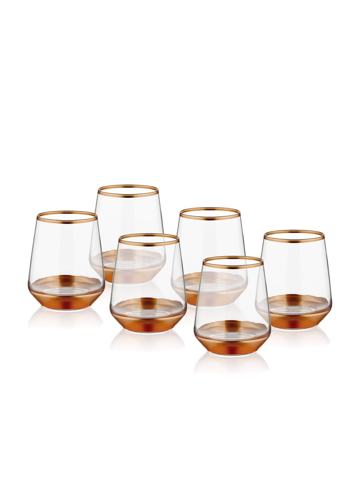 Glam Water Glass Short Copper 6 Pieces GLM0049