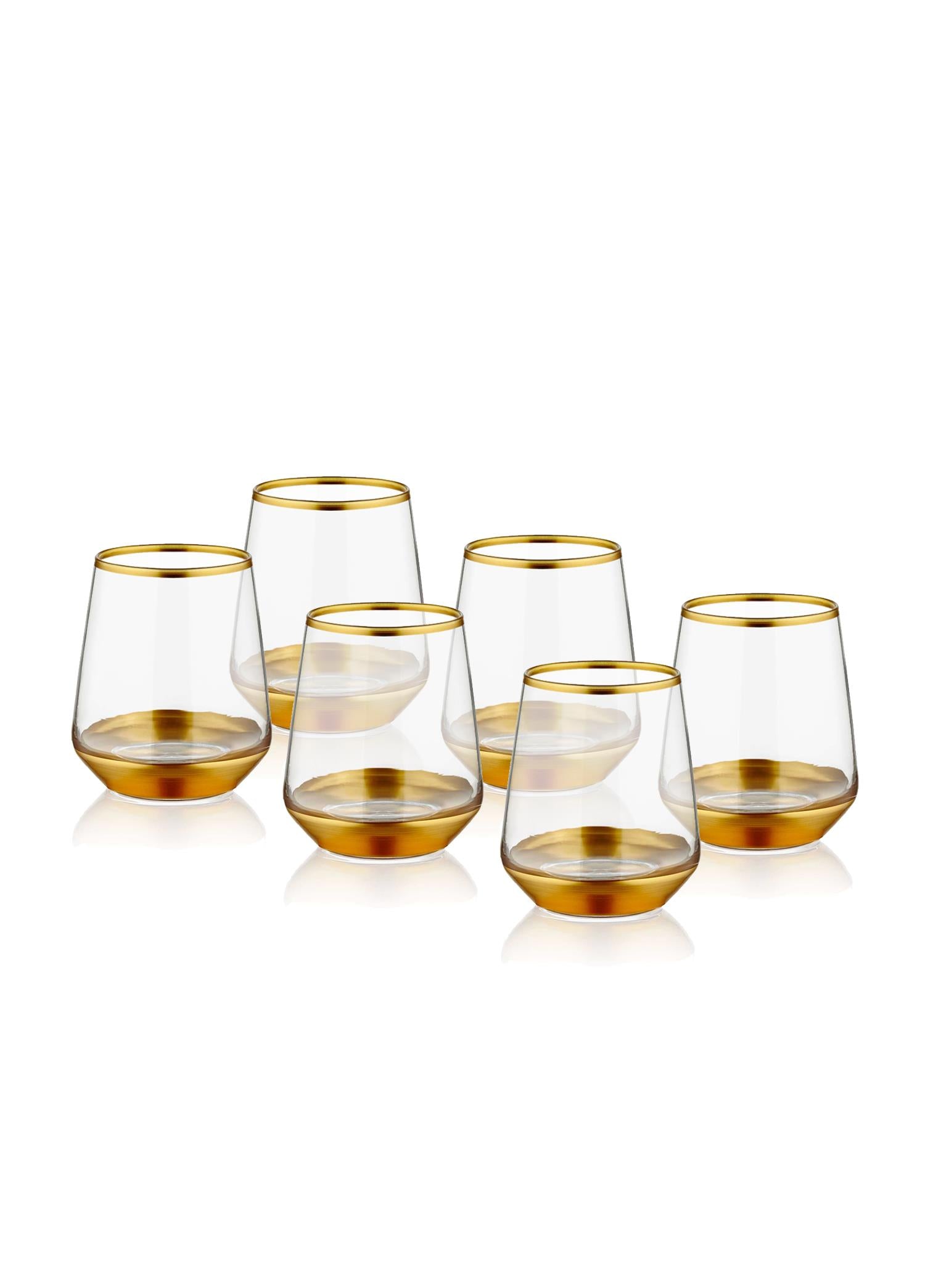 Glam Water Glass Short Gold 6 Piece GLM0050