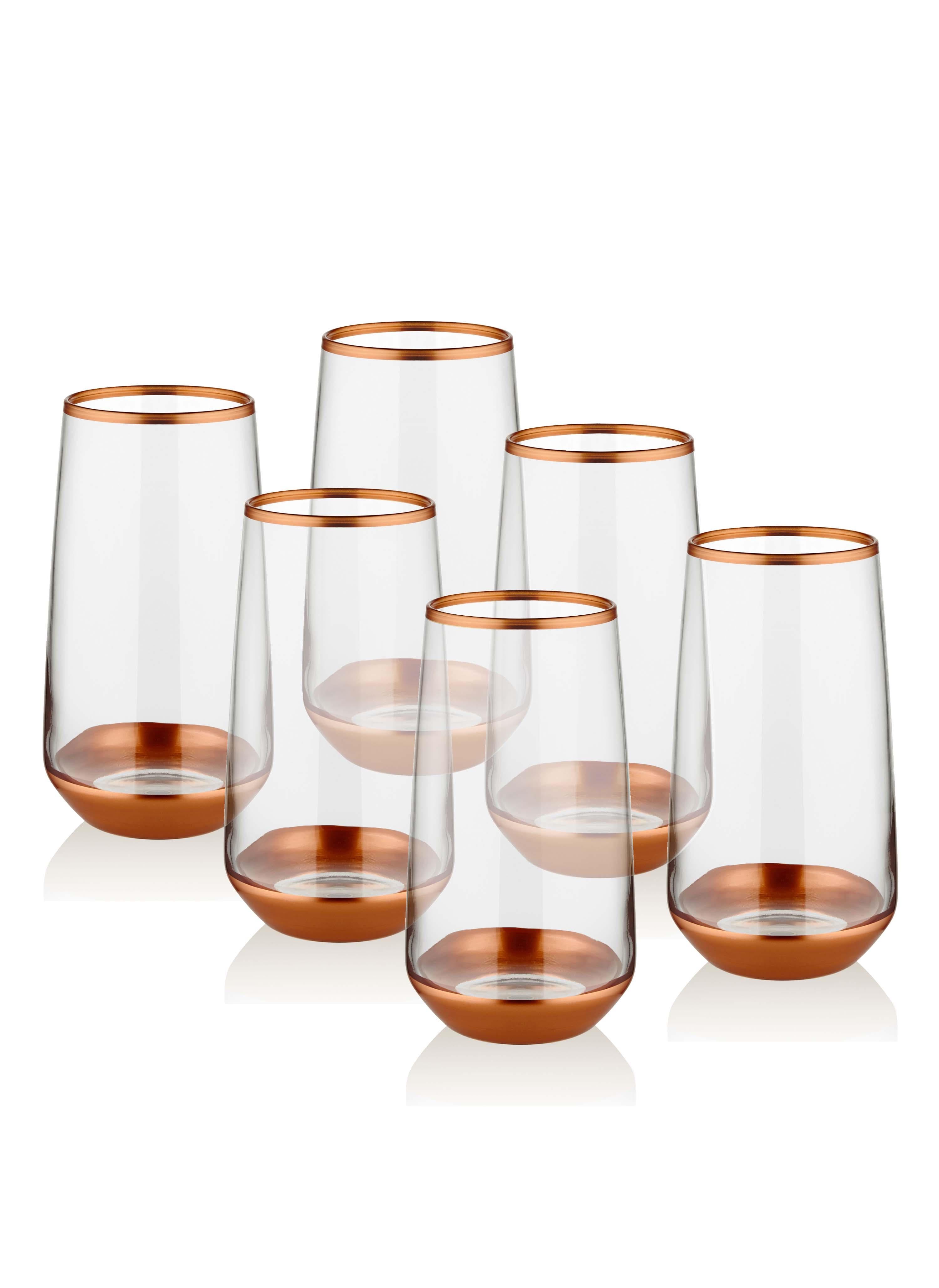 Glam Water Glass Long Copper 6 Pieces