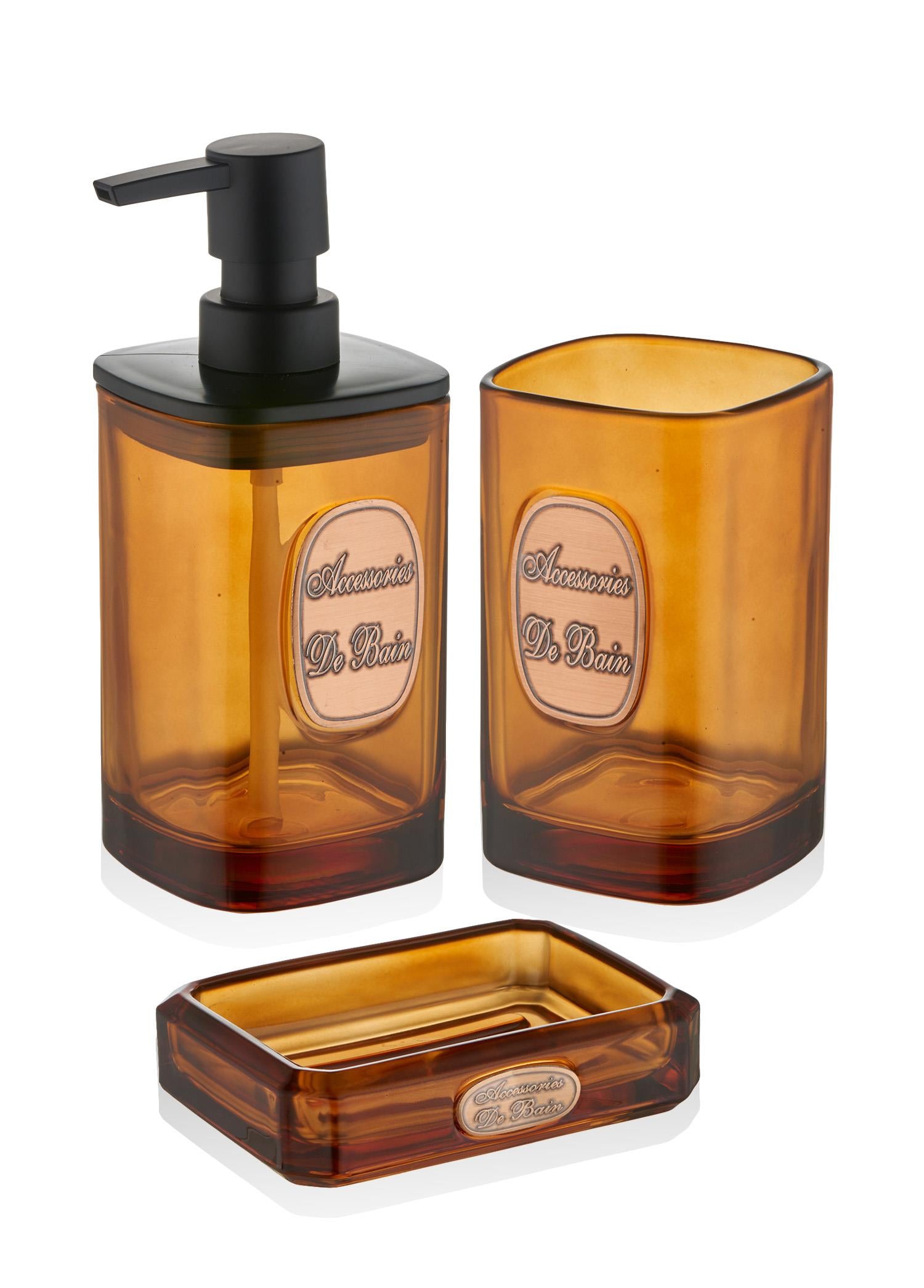 Globe Bathroom Set 3 Pieces Amber 330 ml