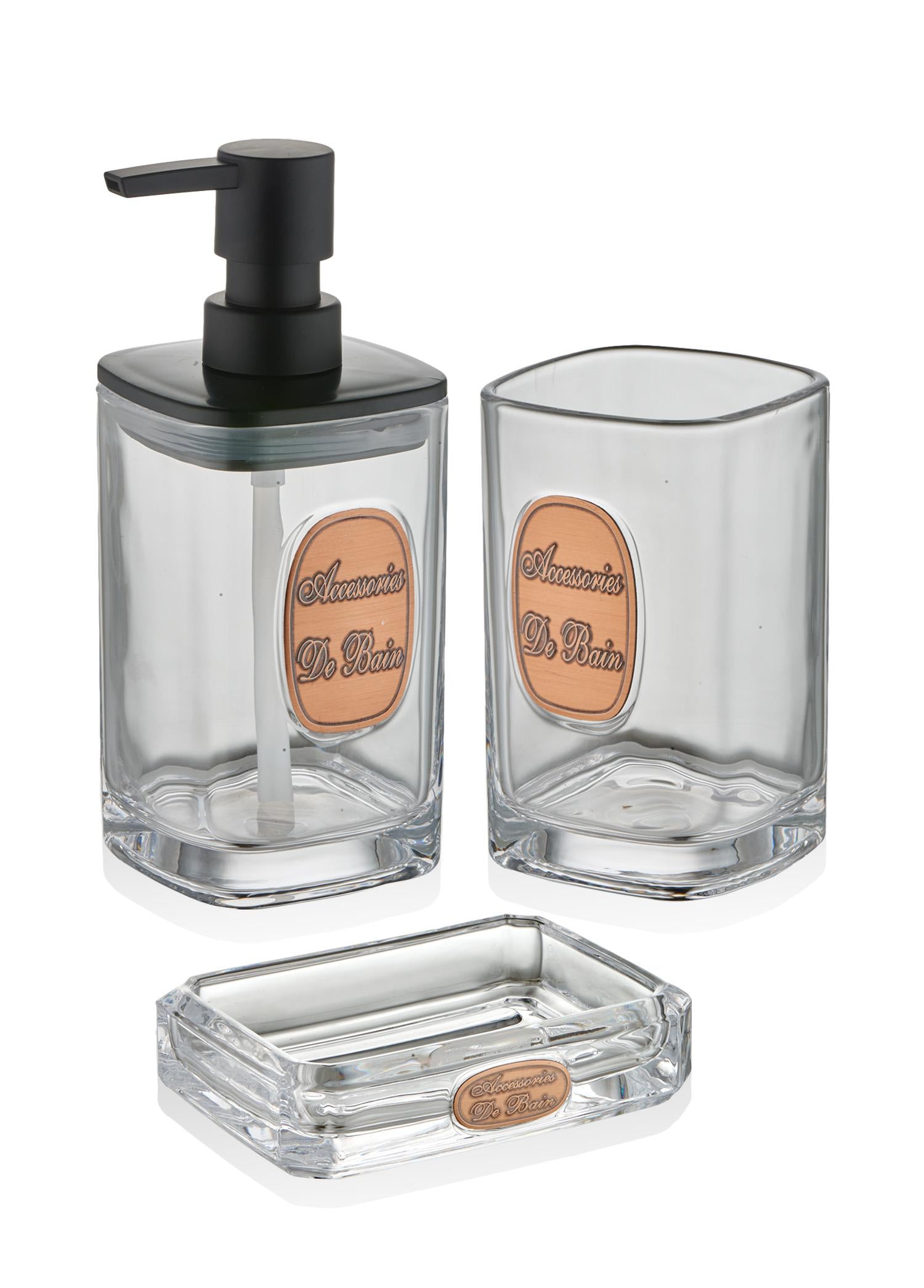 Globe Bathroom Set 3 Piece Transparent 330 ml