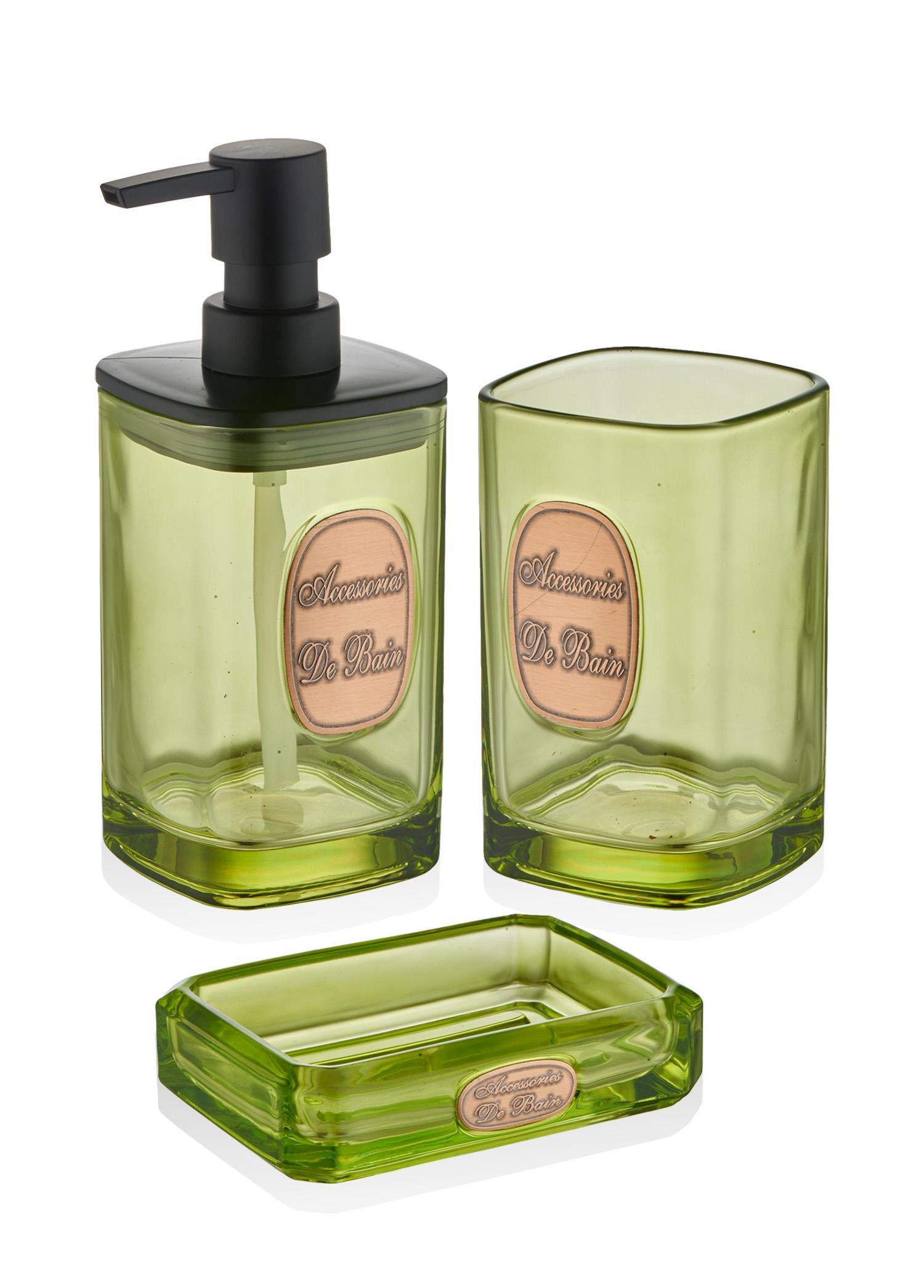 Globe Bathroom Set 3 Piece Green 330 ml