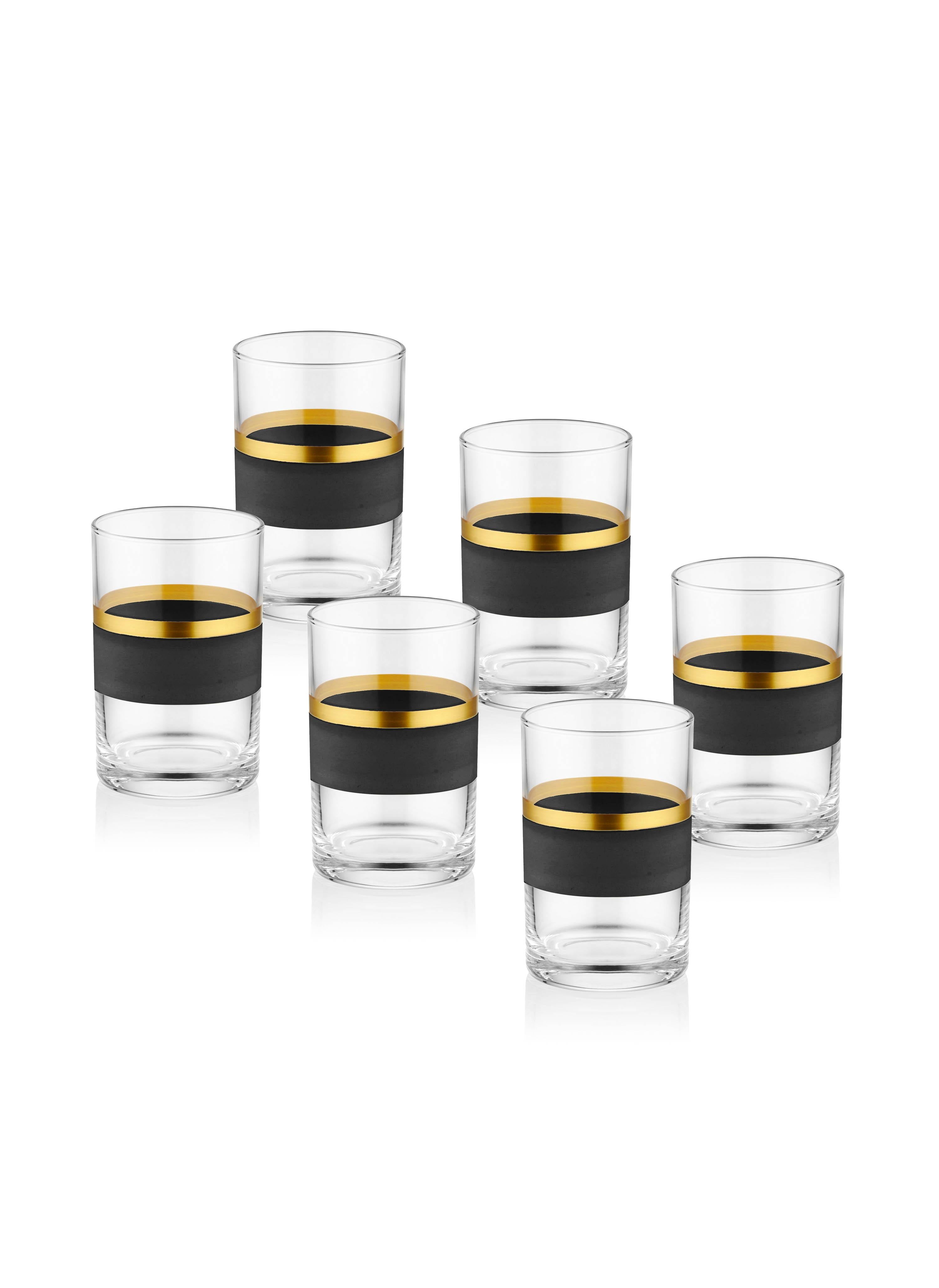 Glow Coffee Side Water Glass Black Gold Set of 6