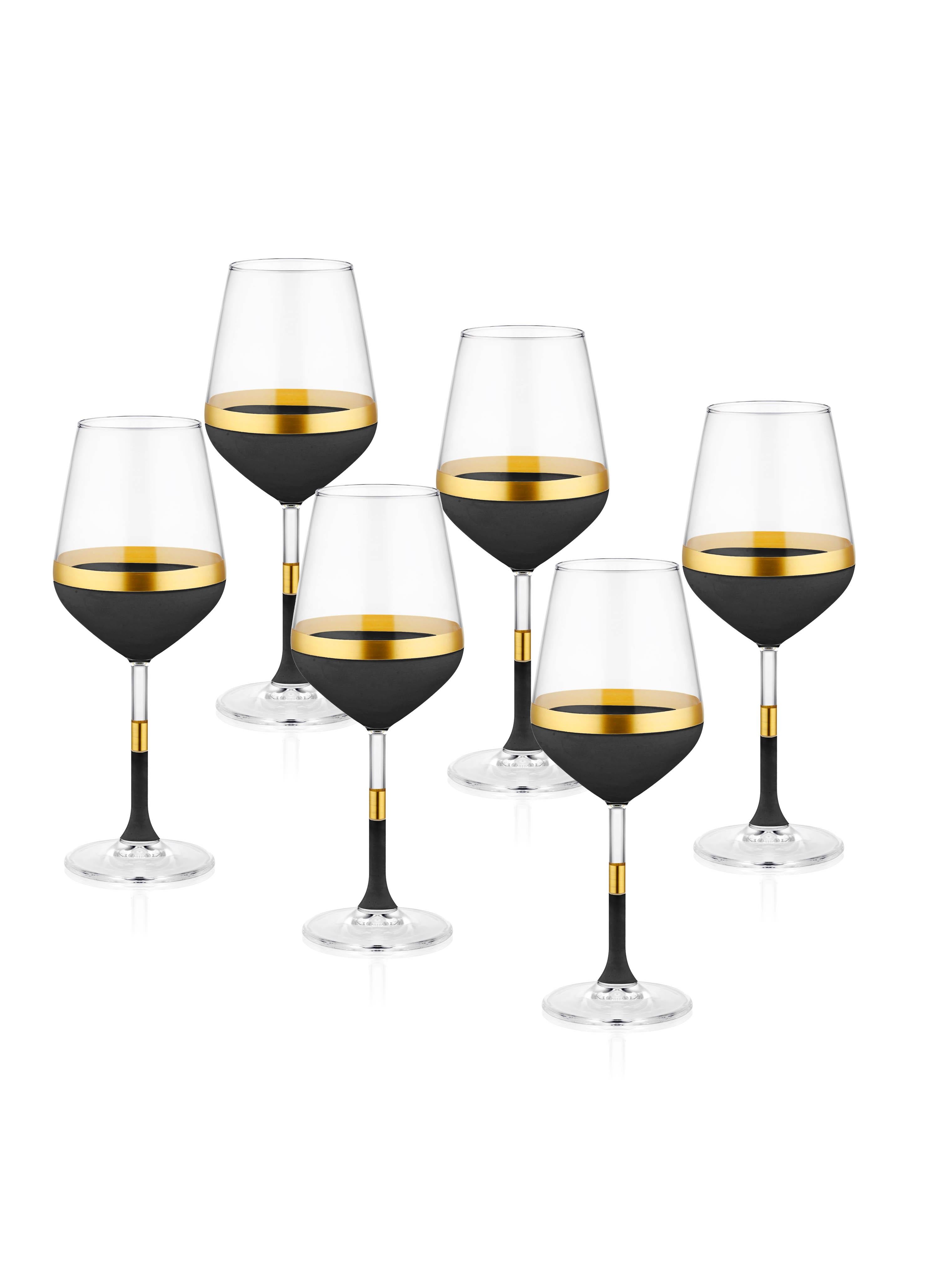 Glow Wine Glass Black Gold Set of 6