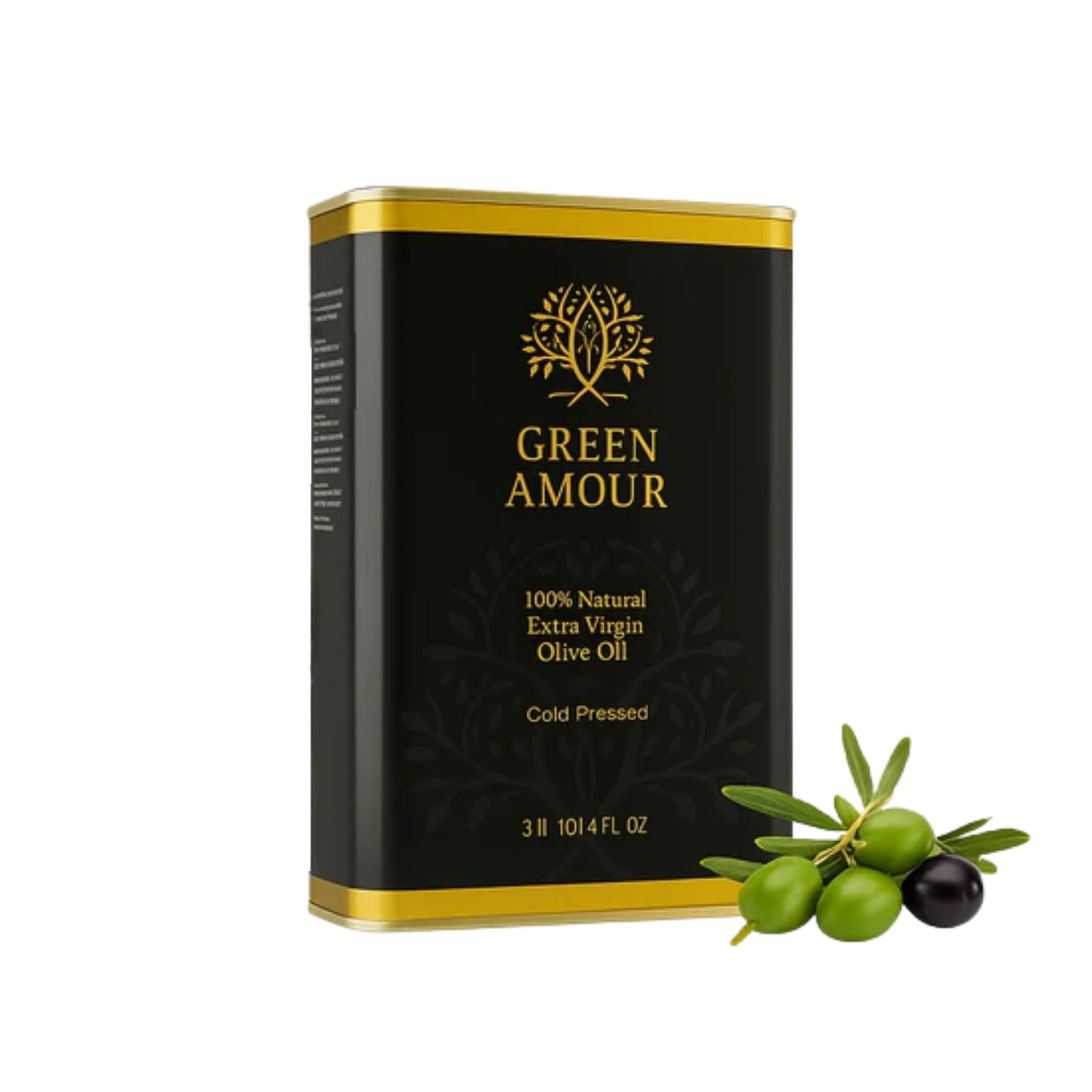 Green Amour - 100% Natural - Cold - Pressed Extra Virgin Olive Oil - 0.3% Acidity - 3L - Exporgin - Global Shopping Site