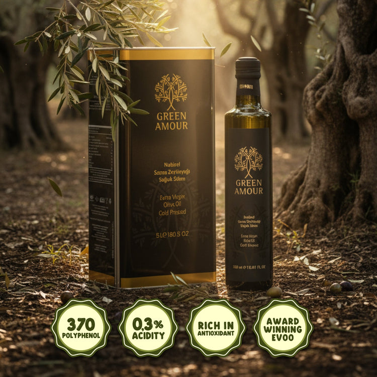 Green Amour Award - Winning EVOO Olive Oil – Cold Pressed, Low Acidity, High Polyphenols (New Harvest) – 0.25 L - Exporgin | Türkiye Comes to You