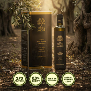 Green Amour Award - Winning EVOO Olive Oil – Cold Pressed, Low Acidity, High Polyphenols (New Harvest) – 0.5 L - Exporgin | Türkiye Comes to You