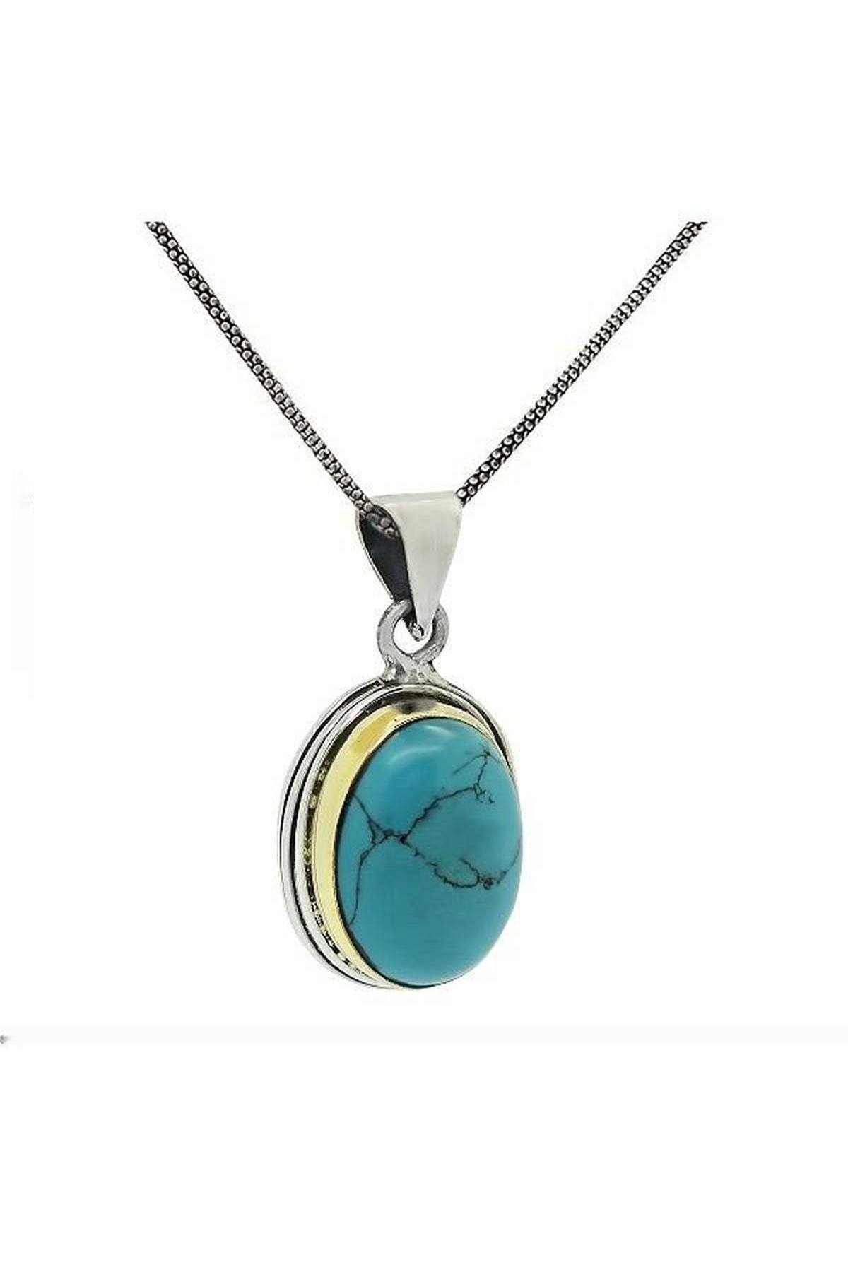 Serie Sarma Silver Natural Turquoise Stone Women's Collace artigianale a mano