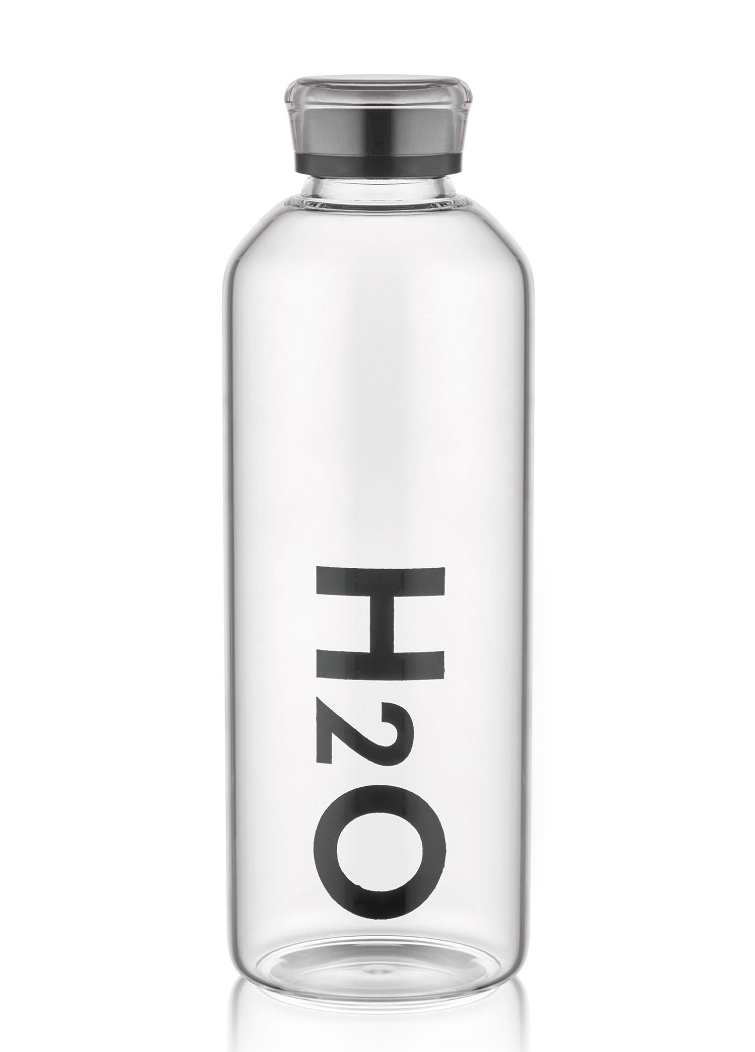 H2O Borosilicate Glass Flask Black 1000 ml 81001